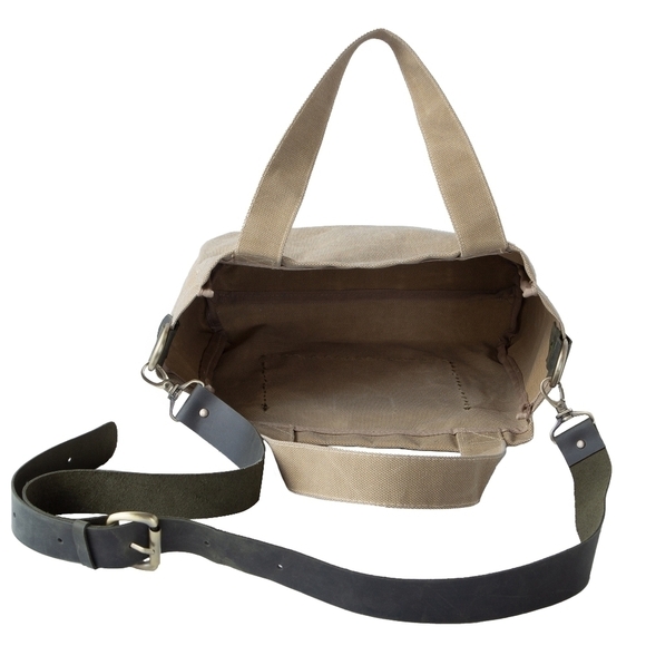 LEATHER Crochet Store Canvas Crossbody Tote Bag - Picture 4 of 4